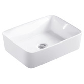 Expert Homewares Lucas 480mm Gloss White Rectangular Ceramic Above Counter Basin
