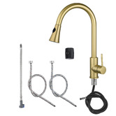 Expert Homewares Euro Brushed Yellow Gold Flared Pull-Out Kitchen Sink Mixer