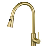 Expert Homewares Euro Brushed Yellow Gold Flared Pull-Out Kitchen Sink Mixer
