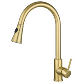 Expert Homewares Euro Brushed Yellow Gold Flared Pull-Out Kitchen Sink Mixer