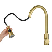 Expert Homewares Euro Brushed Yellow Gold Flared Pull-Out Kitchen Sink Mixer