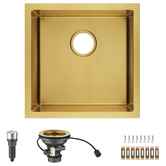 Expert Homewares Deso 440mm Single Stainless Steel Kitchen Sink with Button-controlled Basket Waste