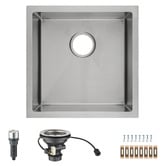 Expert Homewares Deso 440mm Single Satin Brush Kitchen Sink with Button-controlled Basket Waste