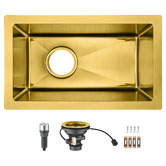 Expert Homewares Deso 250mm Single Stainless Steel Kitchen Sink with Button-controlled Basket Waste