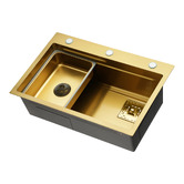 Expert Homewares Deso 680mm Single Stainless Steel Kitchen Sink with Button-controlled Basket Waste