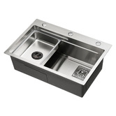 Expert Homewares Azelea 680mm Single Stainless Steel Kitchen Sink with Button-controlled Basket Waste