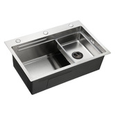 Expert Homewares Azelea 680mm Single Stainless Steel Kitchen Sink with Button-controlled Basket Waste