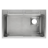 Expert Homewares Azelea 680mm Single Stainless Steel Kitchen Sink with Button-controlled Basket Waste