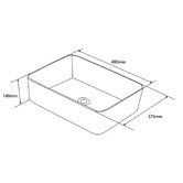 Expert Homewares Lucas 480mm Gloss White Rectangular Ceramic Above Counter Basin