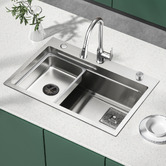 Expert Homewares Azelea 680mm Single Stainless Steel Kitchen Sink with Button-controlled Basket Waste