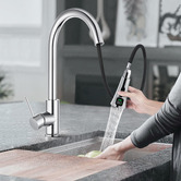 Expert Homewares Cammie Chrome Gooseneck Pull-Out Kitchen Sink Mixer