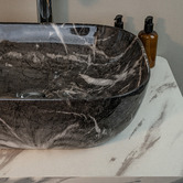 Expert Homewares Ascott 485mm Rectangular Marble look Ceramic Basin