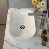 Expert Homewares Gloss White Above Counter Rectangular Nano-Glazed Ceramic Basin