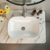 Expert Homewares Gloss White Above Counter Rectangular Nano-Glazed Ceramic Basin
