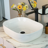 Expert Homewares Arlo 500mm Gloss White Rectangular Ceramic Above Counter Basin