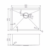 Expert Homewares Melotte 600mm Single Stainless Steel Kitchen Sink
