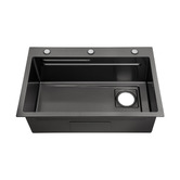Expert Homewares Deso 680mm Single Stainless Steel Kitchen Sink with Button-controlled Basket Waste