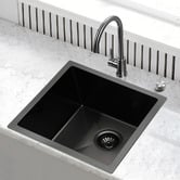 Expert Homewares Deso 440mm Single Stainless Steel Kitchen Sink with Button-controlled Basket Waste