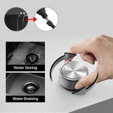 Expert Homewares Deso 440mm Single Stainless Steel Kitchen Sink with Button-controlled Basket Waste