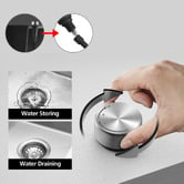 Expert Homewares Deso 440mm Single Satin Brush Kitchen Sink with Button-controlled Basket Waste