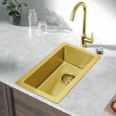 Expert Homewares Deso 250mm Single Stainless Steel Kitchen Sink with Button-controlled Basket Waste