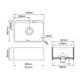 Expert Homewares Pierre 610mm Ceramic Farmhouse Sink &amp; Accessories Package