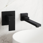 Expert Homewares Nero Black Bath/Basin Wall Spout &amp; Mixer Tap Set