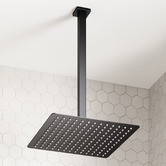 Expert Homewares Andon 300mm Square Black Ceiling Rain Shower Arm &amp; Head