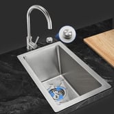 Expert Homewares Deso 250mm Single Stainless Steel Kitchen Sink with Button-controlled Basket Waste