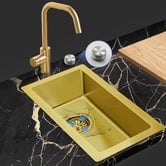 Expert Homewares Deso 250mm Single Stainless Steel Kitchen Sink with Button-controlled Basket Waste