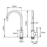 Expert Homewares Euro Gooseneck Swivel Kitchen Sink Mixer