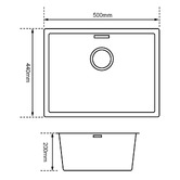 Expert Homewares Hayward 500mm Single Granite Kitchen Sink
