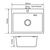 Expert Homewares Hayward 550mm Single Granite Kitchen Sink