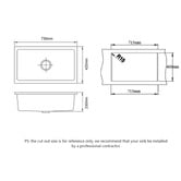 Expert Homewares 730mm Single Granite Composite Kitchen Sink