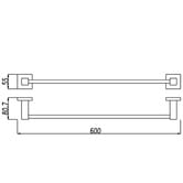 Expert Homewares Ottimo Black 600mm Stainless Steel Single Towel Rail