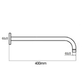 Expert Homewares Euro 400mm Curved Wall Shower Arm