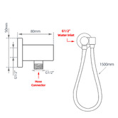 Expert Homewares Euro Matte Black Shower Bracket &amp; Hose