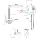 Expert Homewares Jagael Gold Short Twin Shower Mixer Set