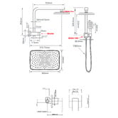 Expert Homewares Ottimo 300mm Gold Short Twin Shower Mixer Set
