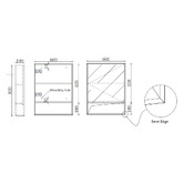 Expert Homewares Crovyn 600mm Mirrored Shaving Cabinet with Open Shelf