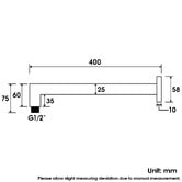 Expert Homewares Andon 250mm Shower Arm &amp; Square Head