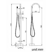 Expert Homewares Euro Floor Mounted Bath Mixer With Hand Shower