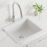 Expert Homewares 530mm Single White Granite Composite Kitchen Sink
