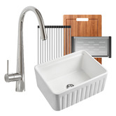 Expert Homewares Pierre 610mm Ceramic Farmhouse Sink &amp; Mixer Package with Accessories Pack