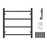 Expert Homewares Solander 500 x 520mm Matte Black 4 Bar Heated Towel Rail