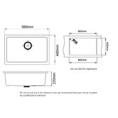 Expert Homewares 680mm Single Granite Kitchen Sink