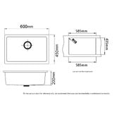 Expert Homewares 600mm Single Kitchen Sink with Drainer