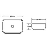 Expert Homewares Gloss White Above Counter Rectangular Nano-Glazed Ceramic Basin