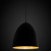 Thabisa Lighting Egg Ceiling Light in Black with Beaten Brass Finish