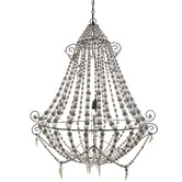 Thabisa Lighting White &amp; Grey Gola Beaded Wooden Chandelier
